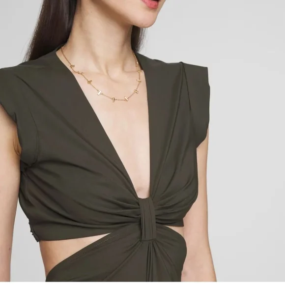 WHBM V-NECKLINE CUTOUT MIDI DRESS - Picture 4 of 4